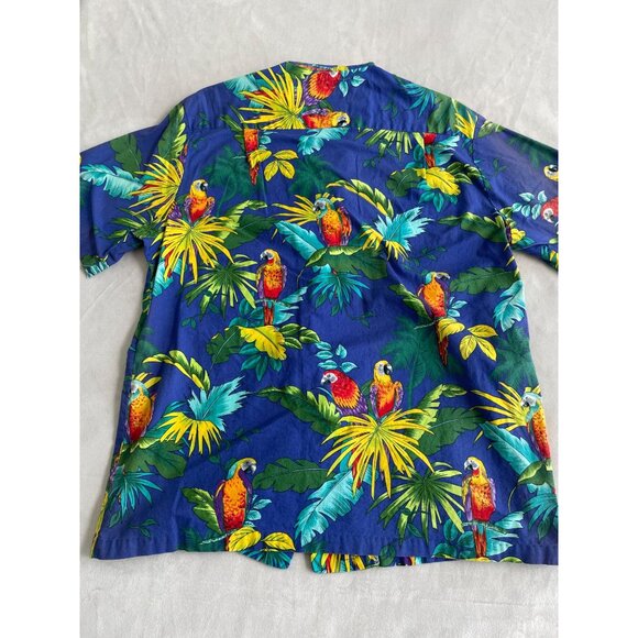 RJC, Ltd Mens Hawaiian Parrot Print Button-Up Shirt L Cotton Made In Hawaii USA - Picture 2 of 9